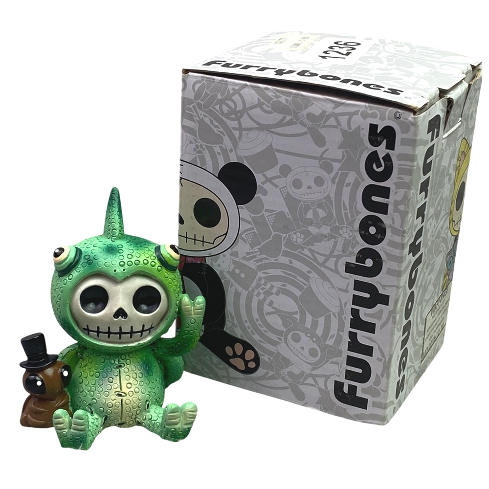 Furrybones Dragon Skeleton Figure Camo Green Top Hat Brown‎ Buddy NIB